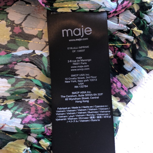 Maje Off Shoulder Floral Silk Blouse Size 1 - Picture 8 of 12